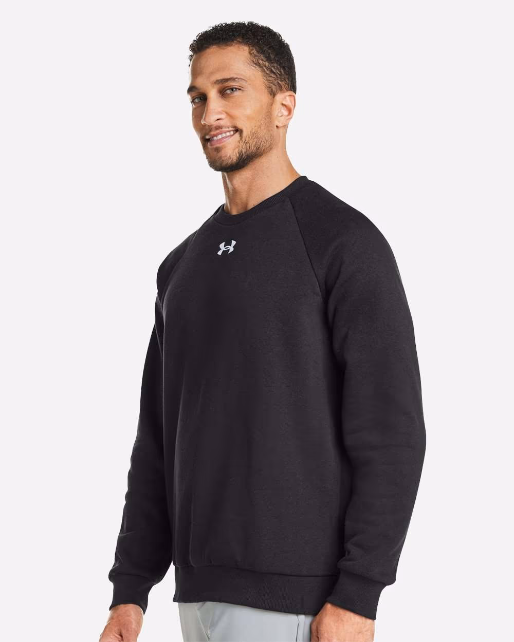 Custom Under Armour Men's Rival Fleece Crewneck Sweatshirt - Black/ White side