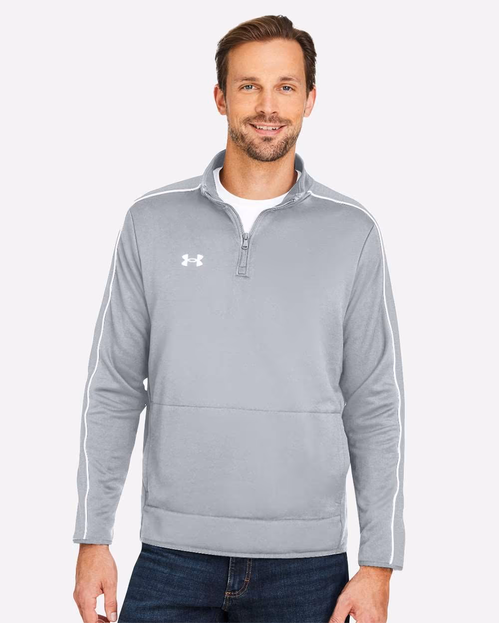 Under Armour Men's Command 2.0 Quarter-Zip Pullover - Mod Grey/ White front