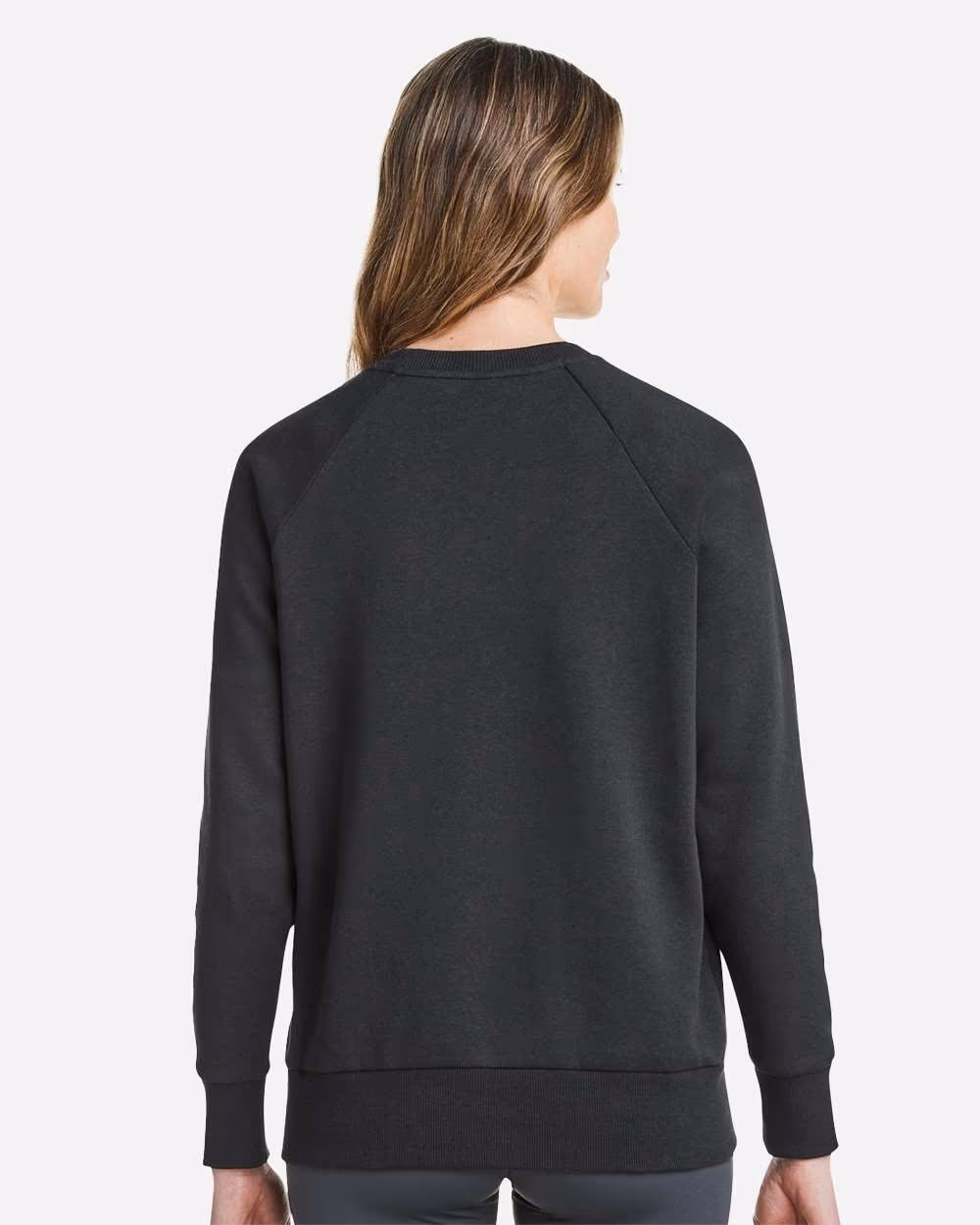 Custom Under Armour Women's Rival Fleece Crewneck Sweatshirt - Black/ White back