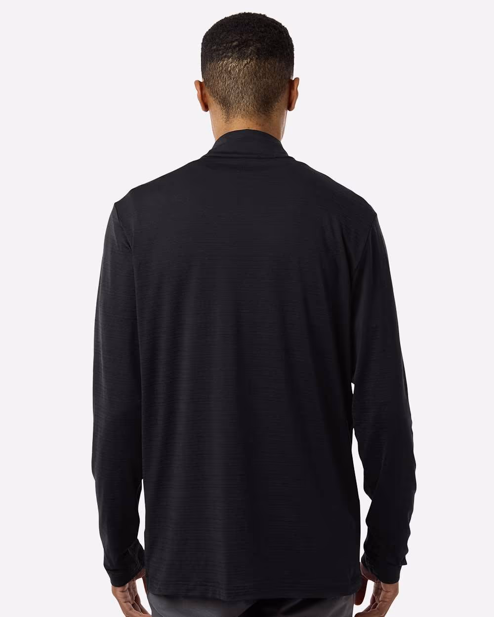 Custom Adidas Men's Textured Stripe Quarter-Zip Pullover - Black back