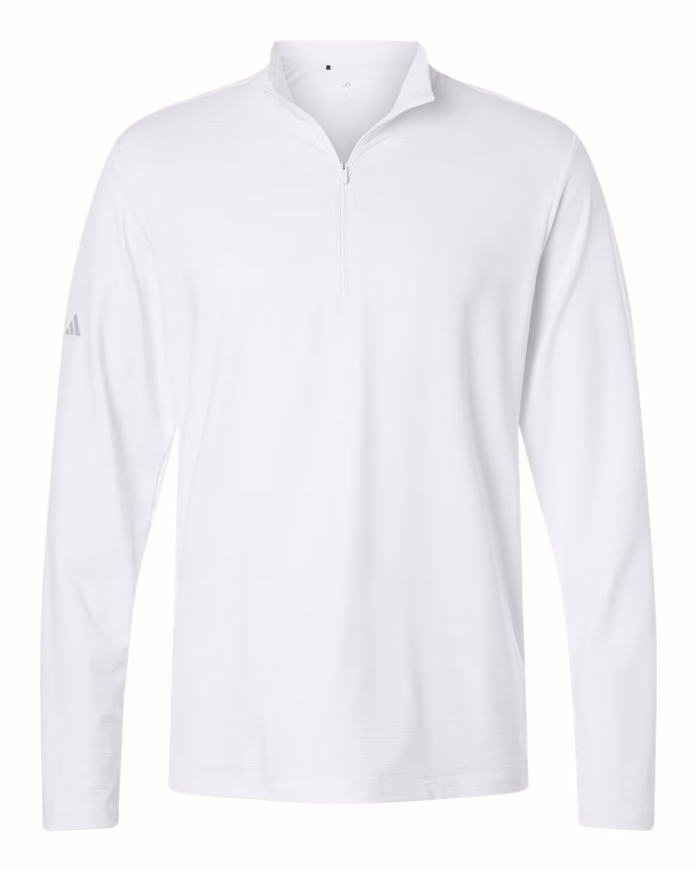 Custom Adidas Men's Textured Stripe Quarter-Zip Pullover - White flat front