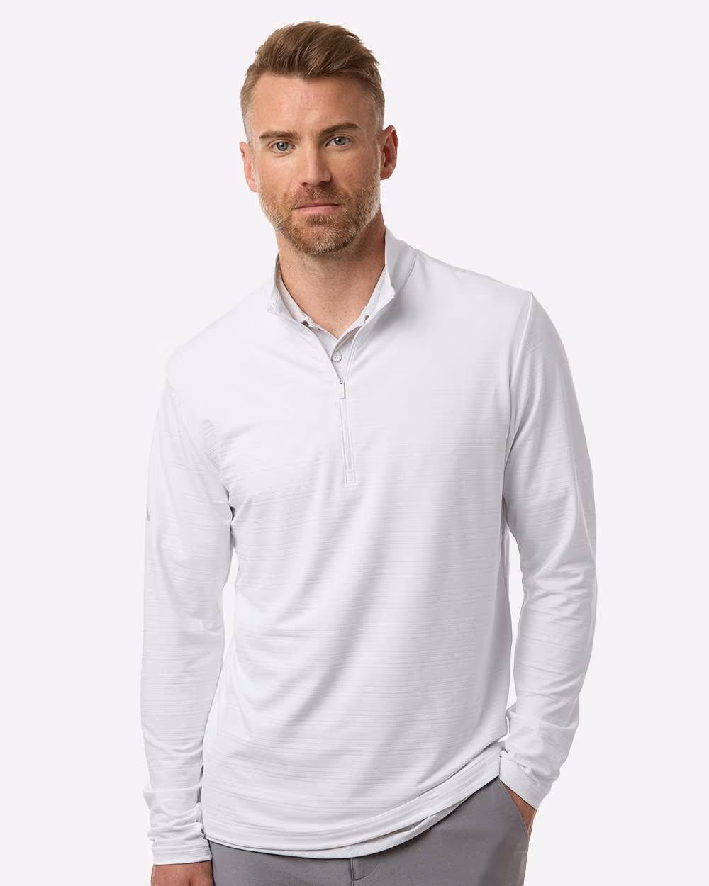Adidas Men's Textured Stripe Quarter-Zip Pullover