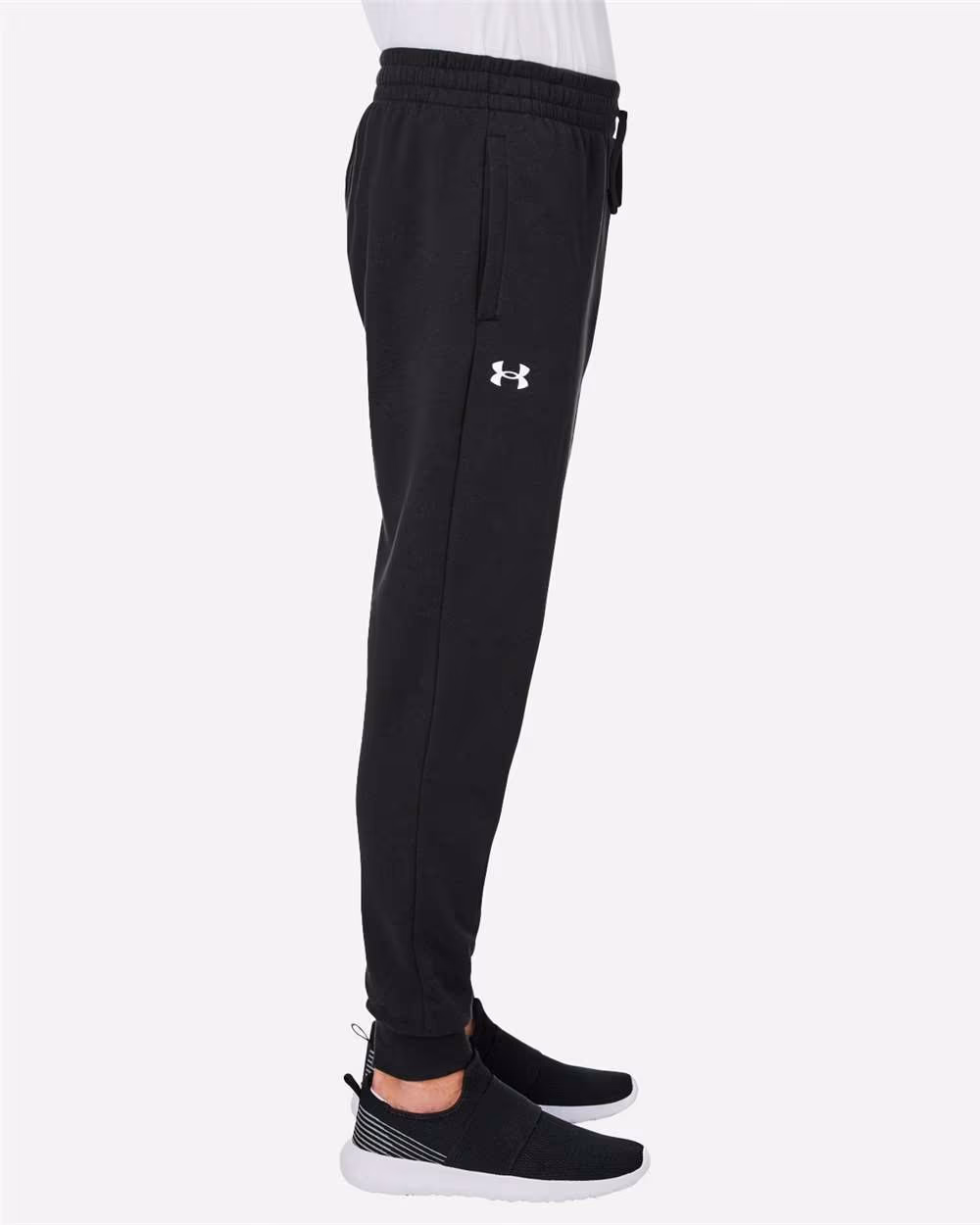Custom Under Armour Unisex Rival Fleece Joggers - Black/ White side