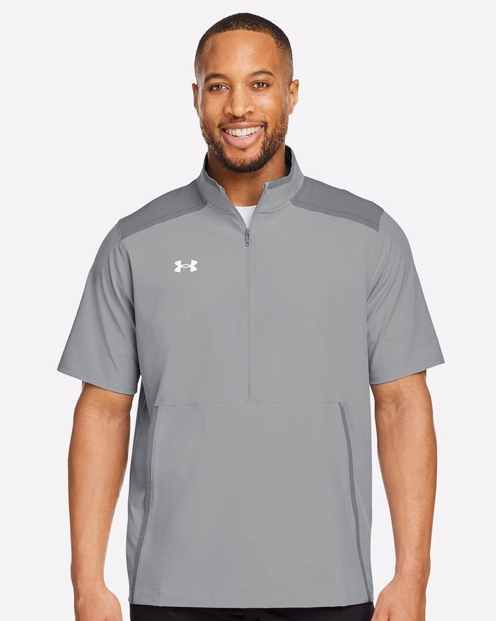 Under Armour Men's Motivate 3.0 Short Sleeve Half-Zip - Mod Grey/ White front