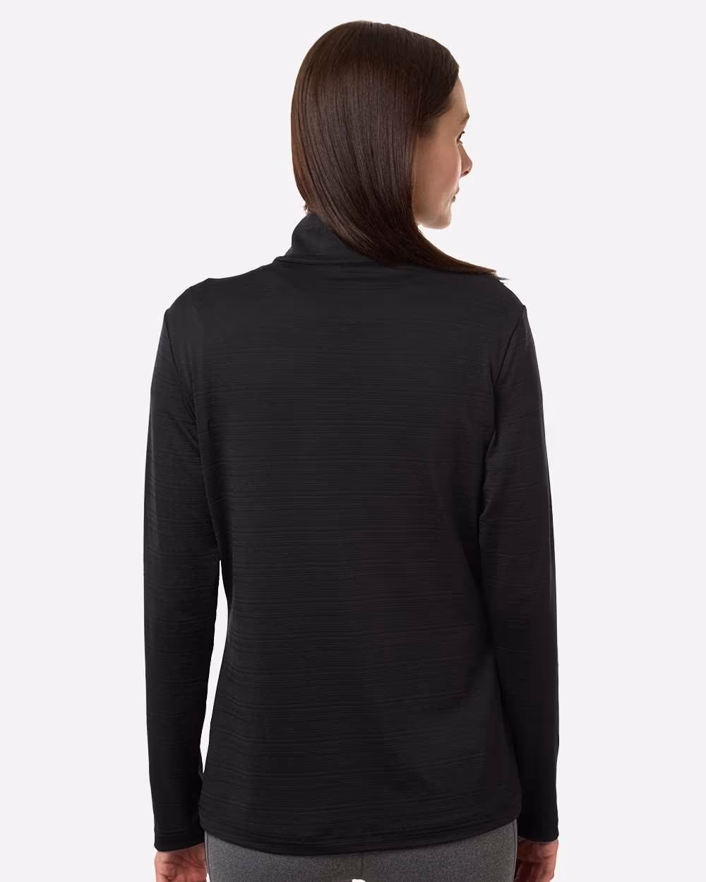 Custom Adidas Women's Textured Stripe Quarter-Zip Pullover - Black back