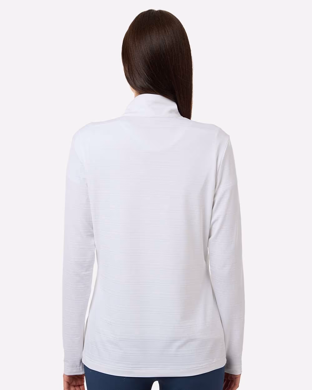 Custom Adidas Women's Textured Stripe Quarter-Zip Pullover - White back