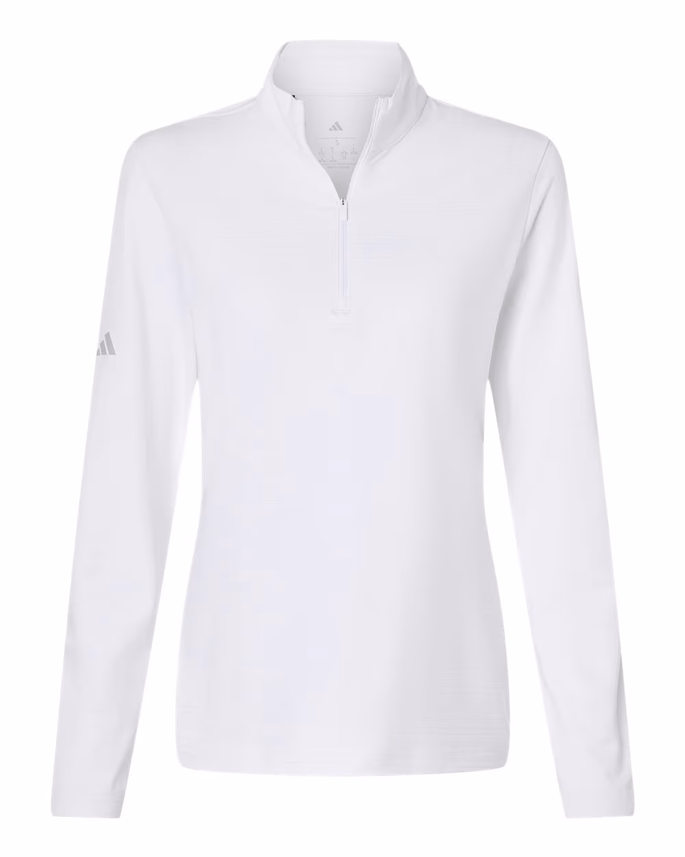 Custom Adidas Women's Textured Stripe Quarter-Zip Pullover - White flat front
