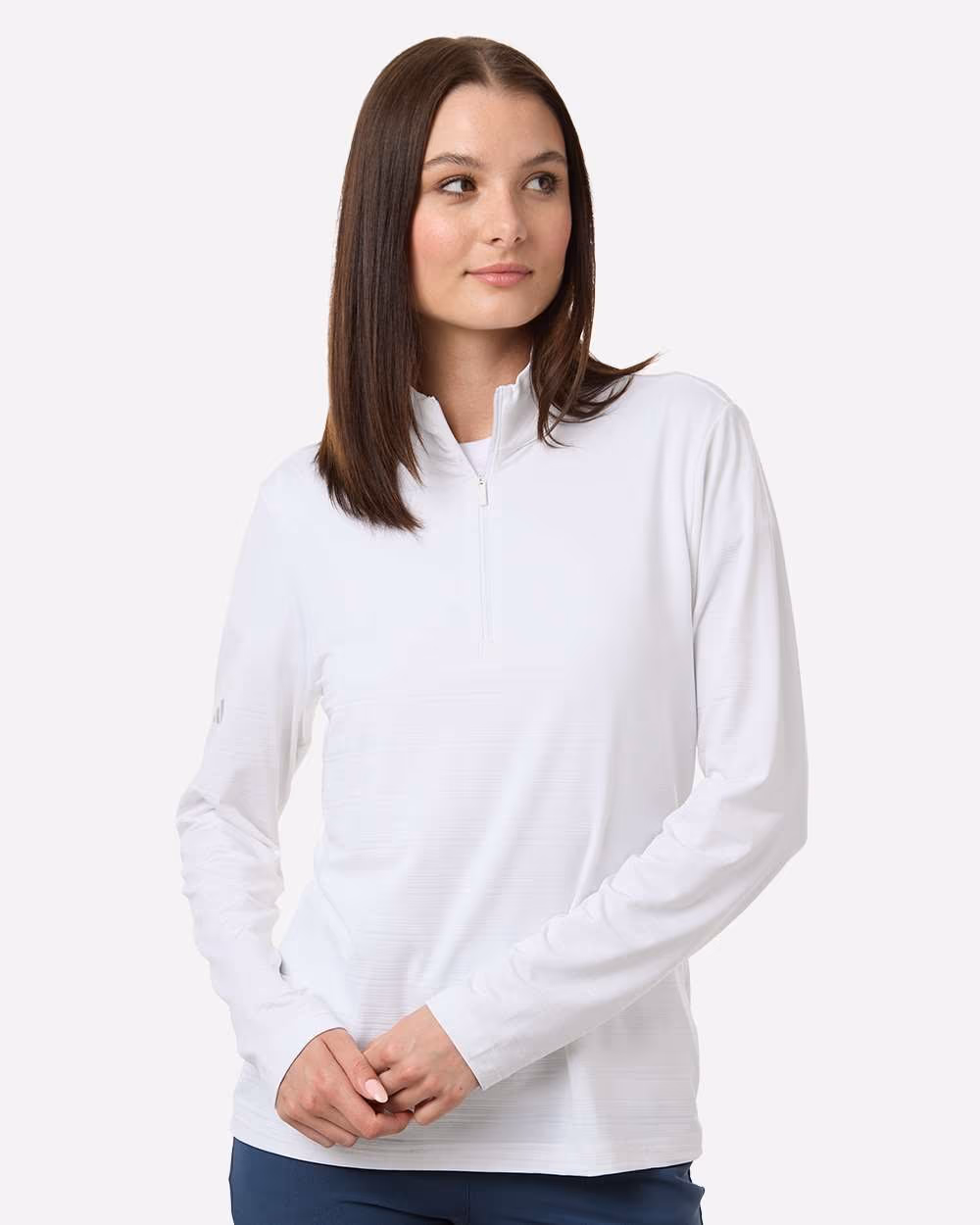 Adidas Women's Textured Stripe Quarter-Zip Pullover