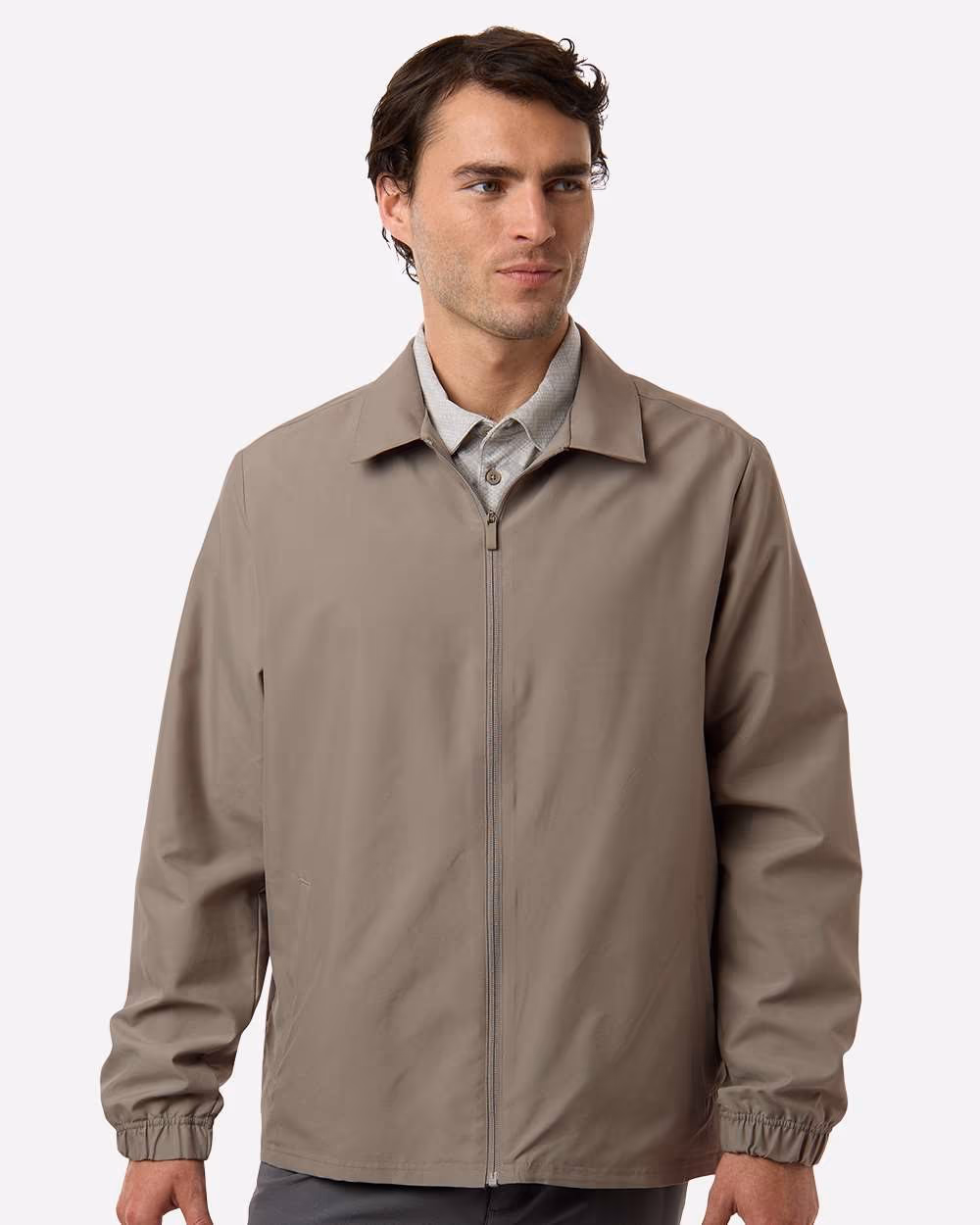 Custom Adidas Men's Lifestyle Full-Zip Jacket - Putty Beige front