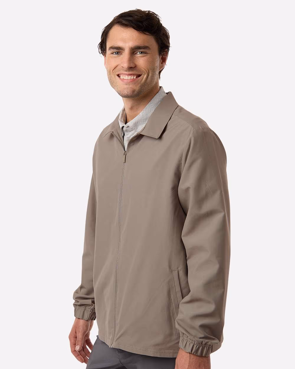 Custom Adidas Men's Lifestyle Full-Zip Jacket - Putty Beige side