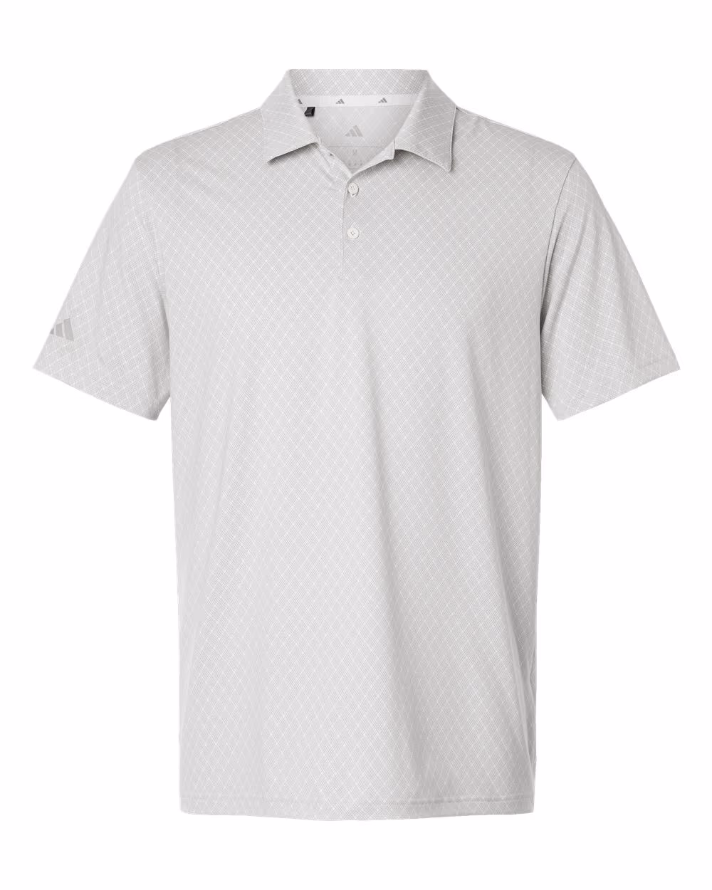 Custom Adidas Men's 4-Way Stretch Printed Polo - White flat front