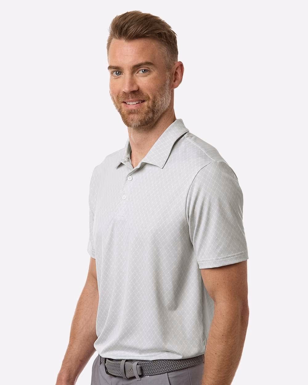 Custom Adidas Men's 4-Way Stretch Printed Polo - White side