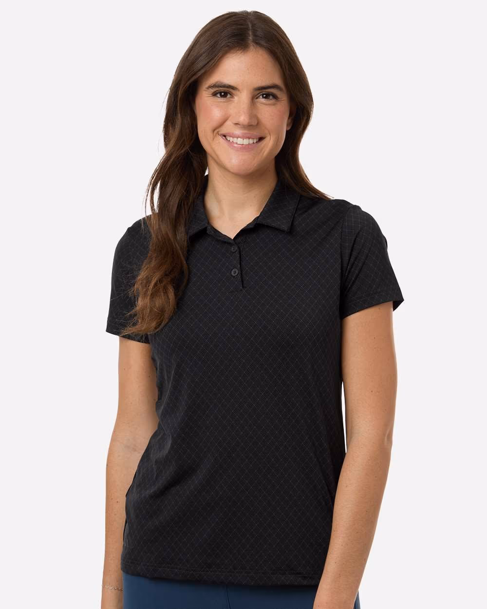 Custom Adidas Women's 4-Way Stretch Printed Polo - Carbon front