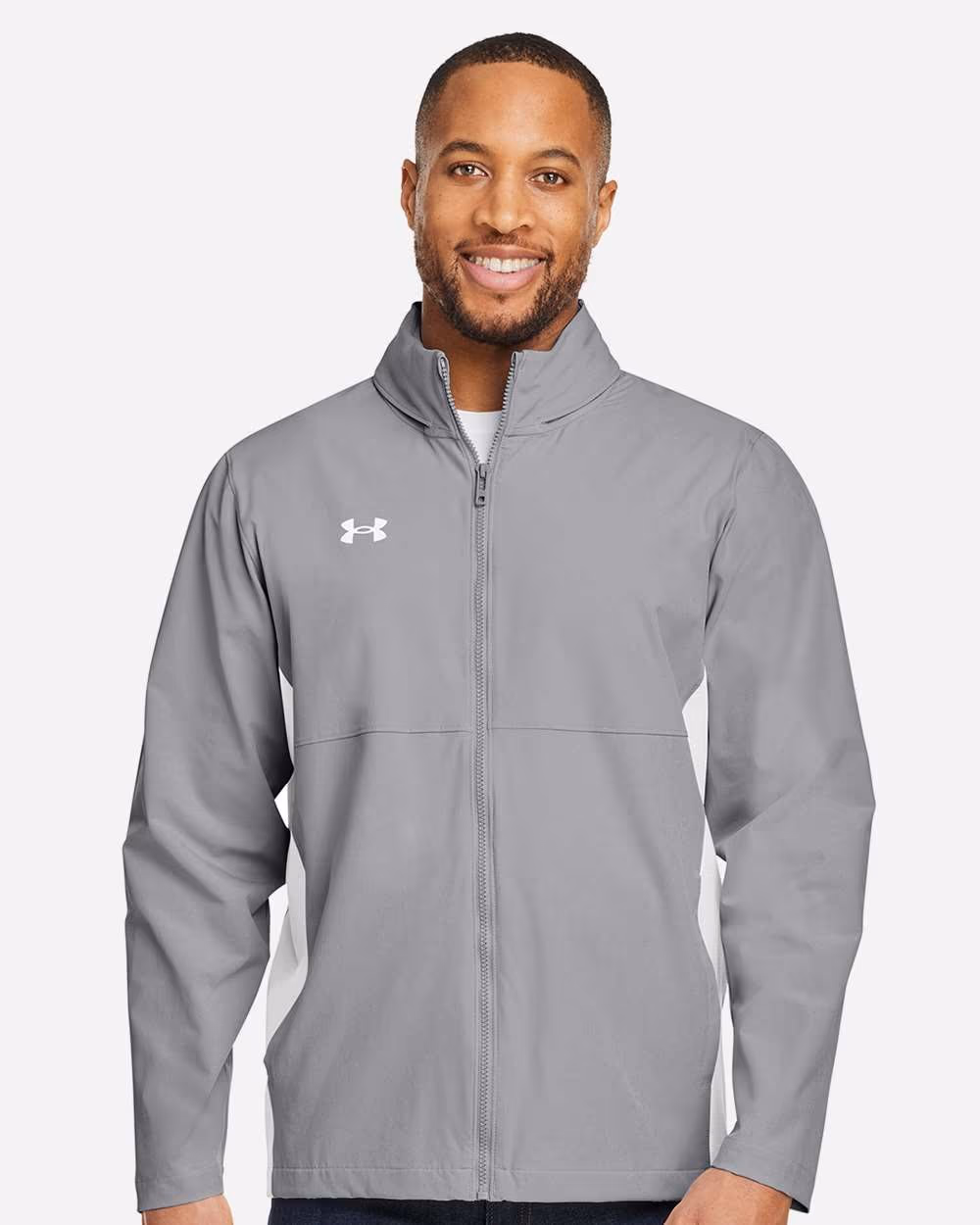 Under Armour Men's Rival Stretch Jacket - Mod Grey/ White front