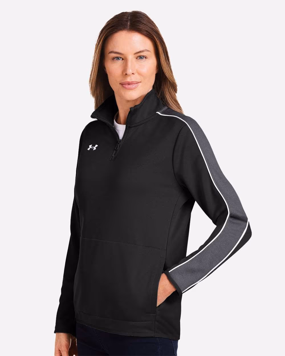Custom Under Armour Women's Command 2.0 Quarter-Zip Pullover - Black/ White side
