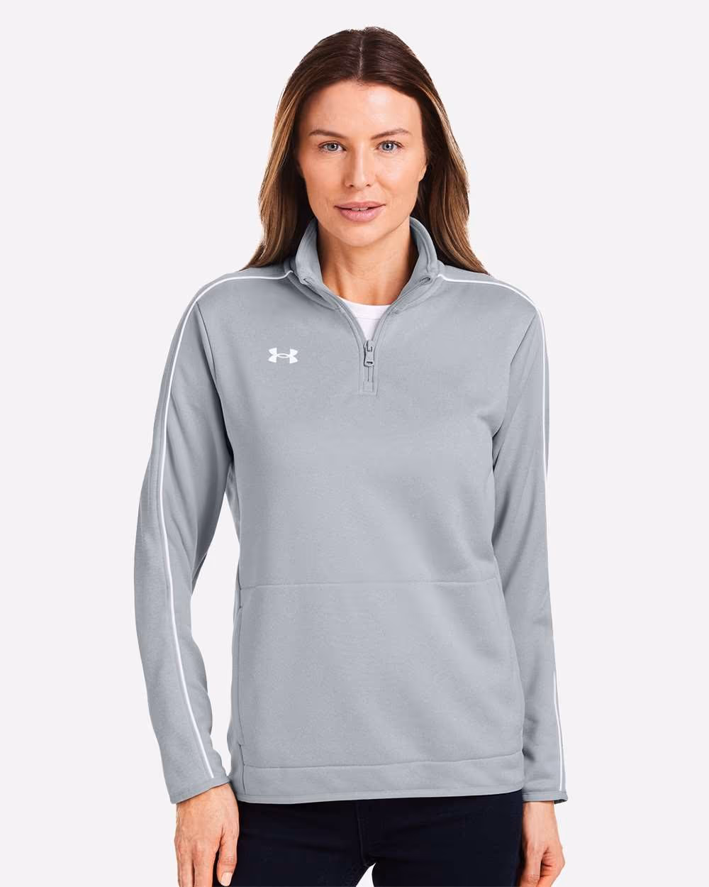 Under Armour Women's Command 2.0 Quarter-Zip Pullover - Mod Grey/ White front