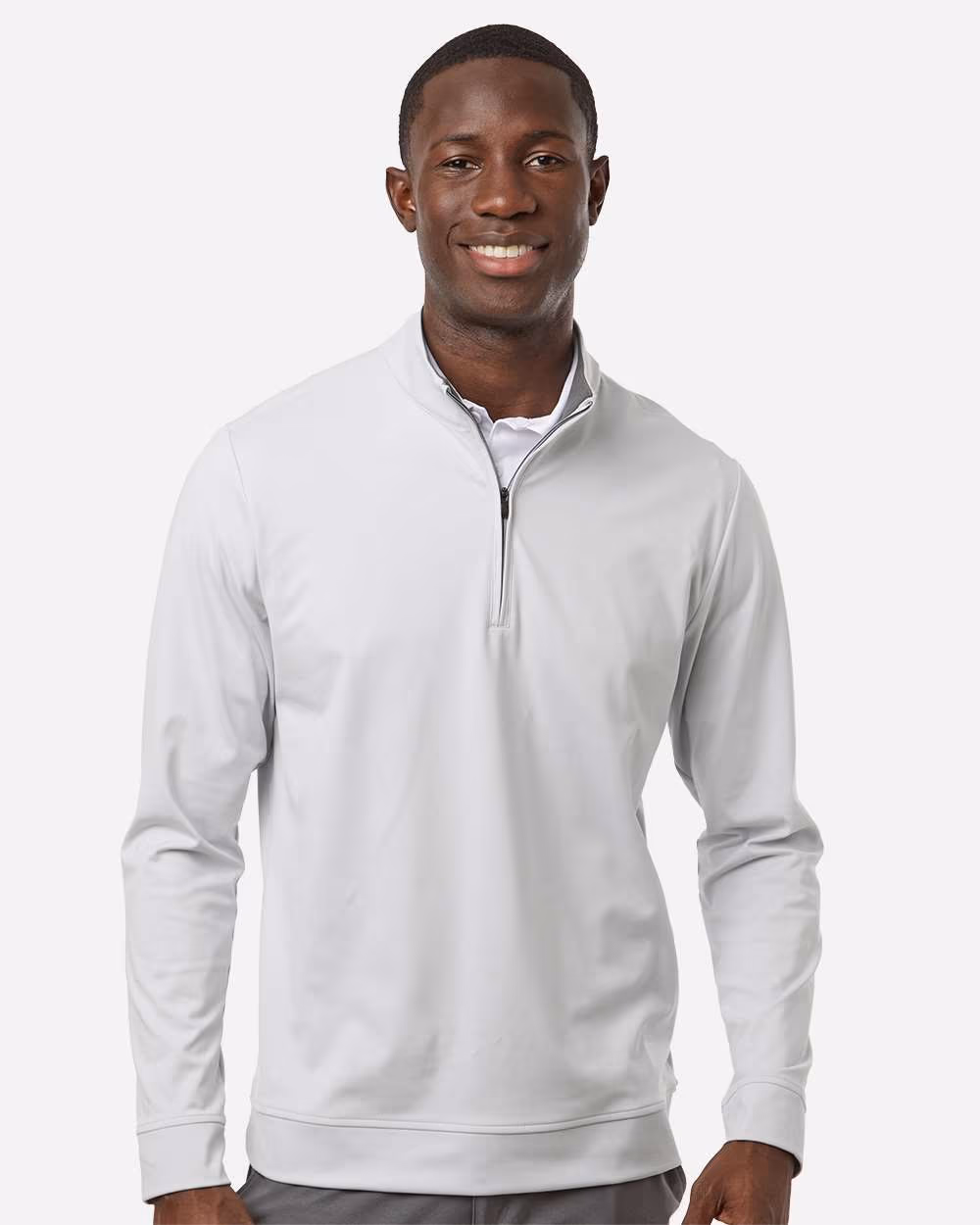 Custom Adidas Men's Ultimate365 Classic Quarter-Zip Pullover - Clear Grey front