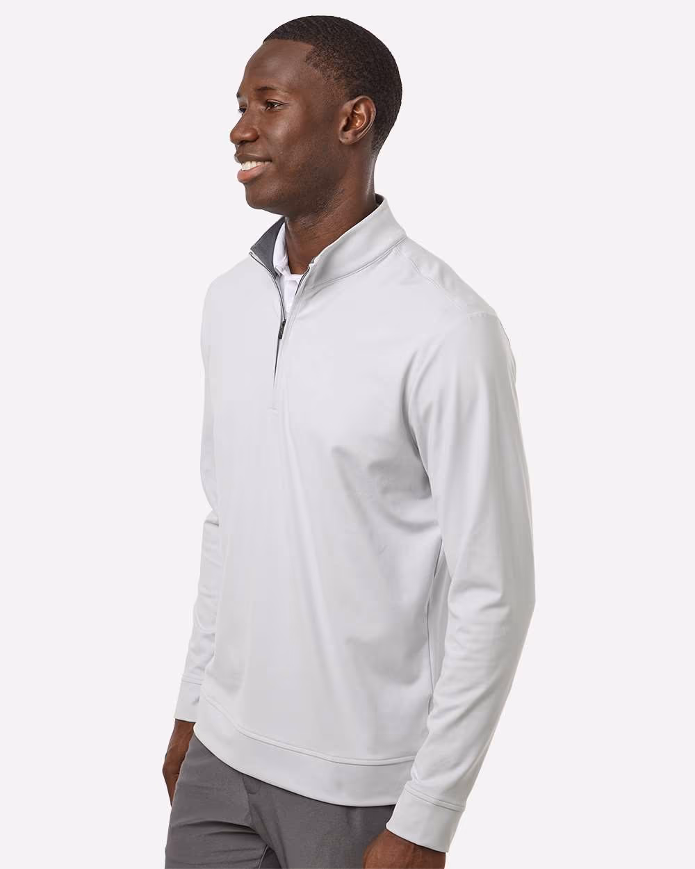 Custom Adidas Men's Ultimate365 Classic Quarter-Zip Pullover - Clear Grey side