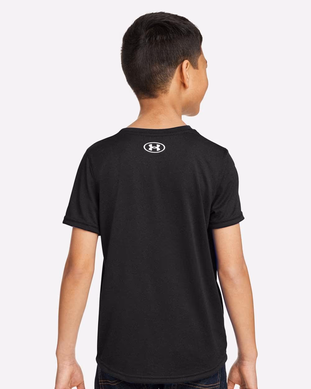 Custom Under Armour Youth Tech™ Team T-Shirt - Black/ White back
