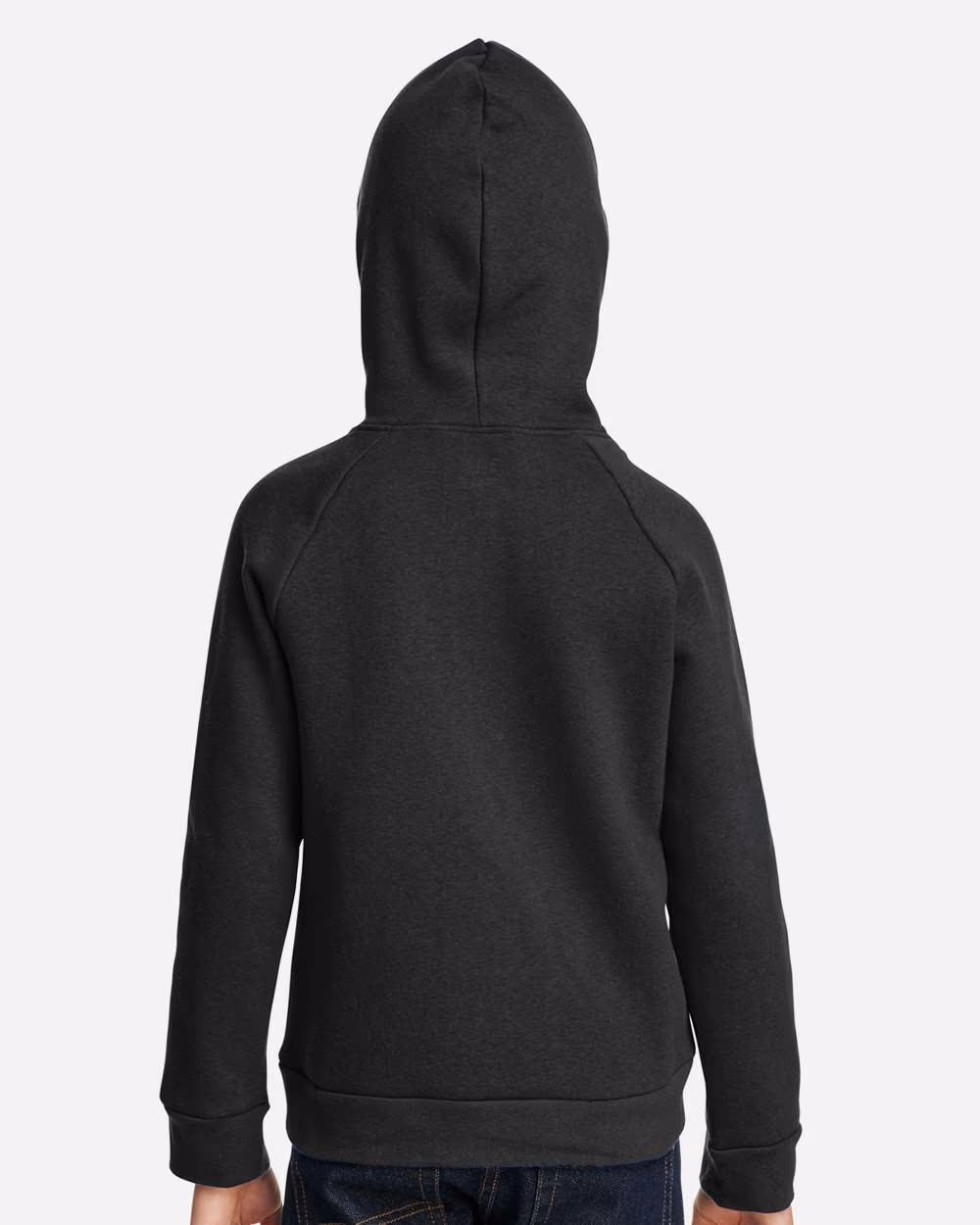 Custom Under Armour Youth Rival Fleece Hooded Sweatshirt - Black/ White back