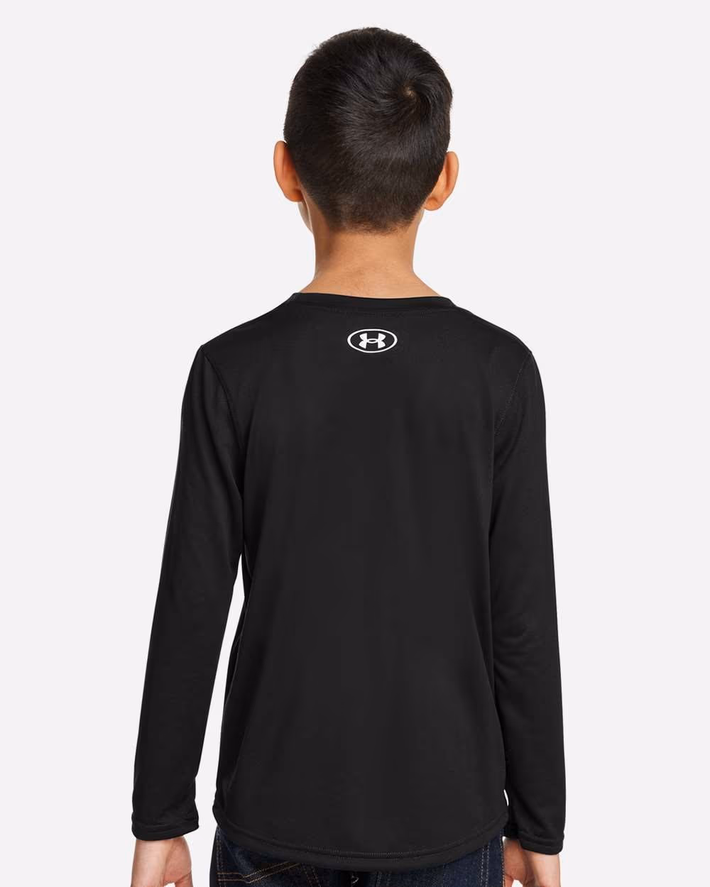 Custom Under Armour Youth Tech™ Team Long Sleeve T-Shirt - Black/ White back
