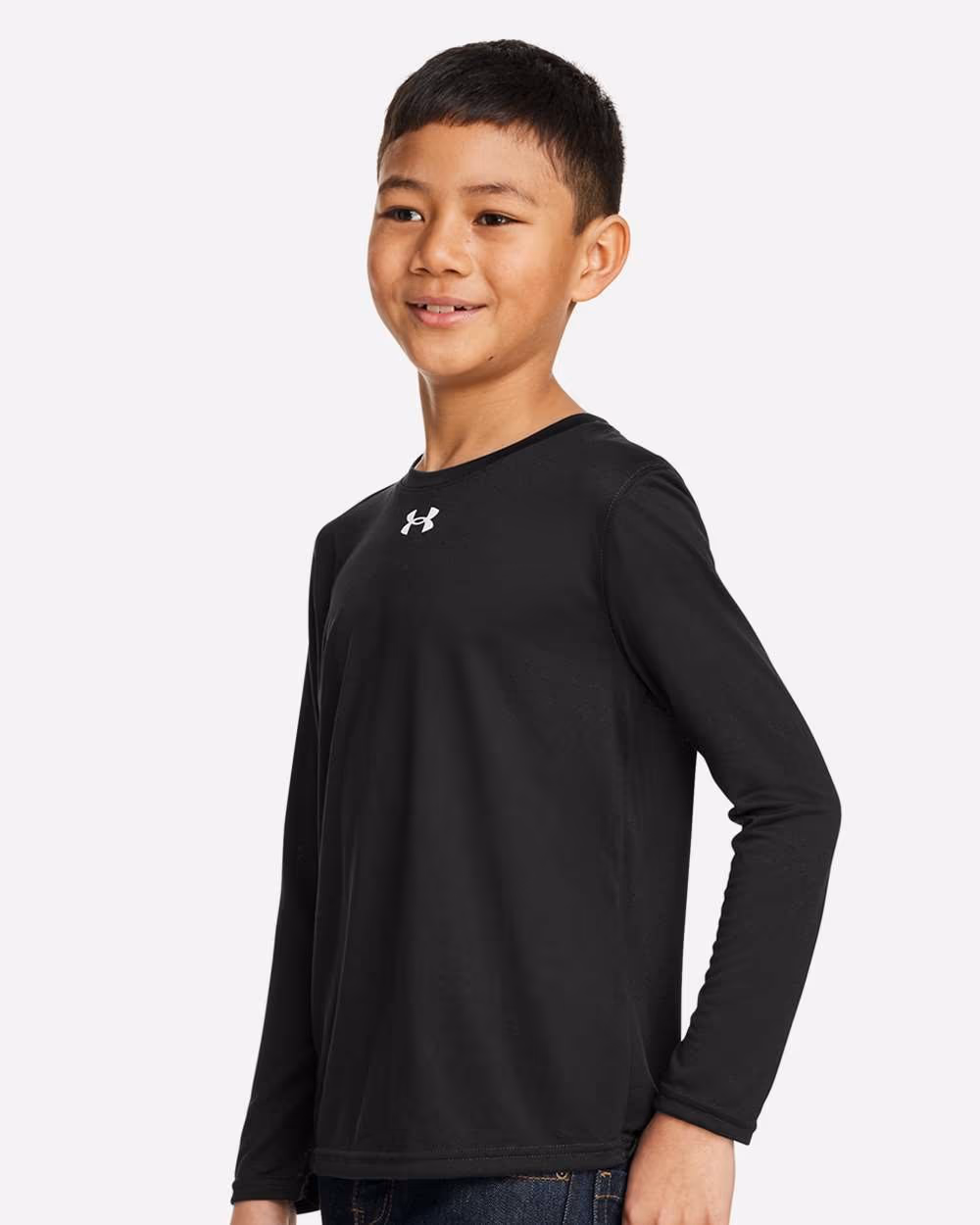 Custom Under Armour Youth Tech™ Team Long Sleeve T-Shirt - Black/ White side