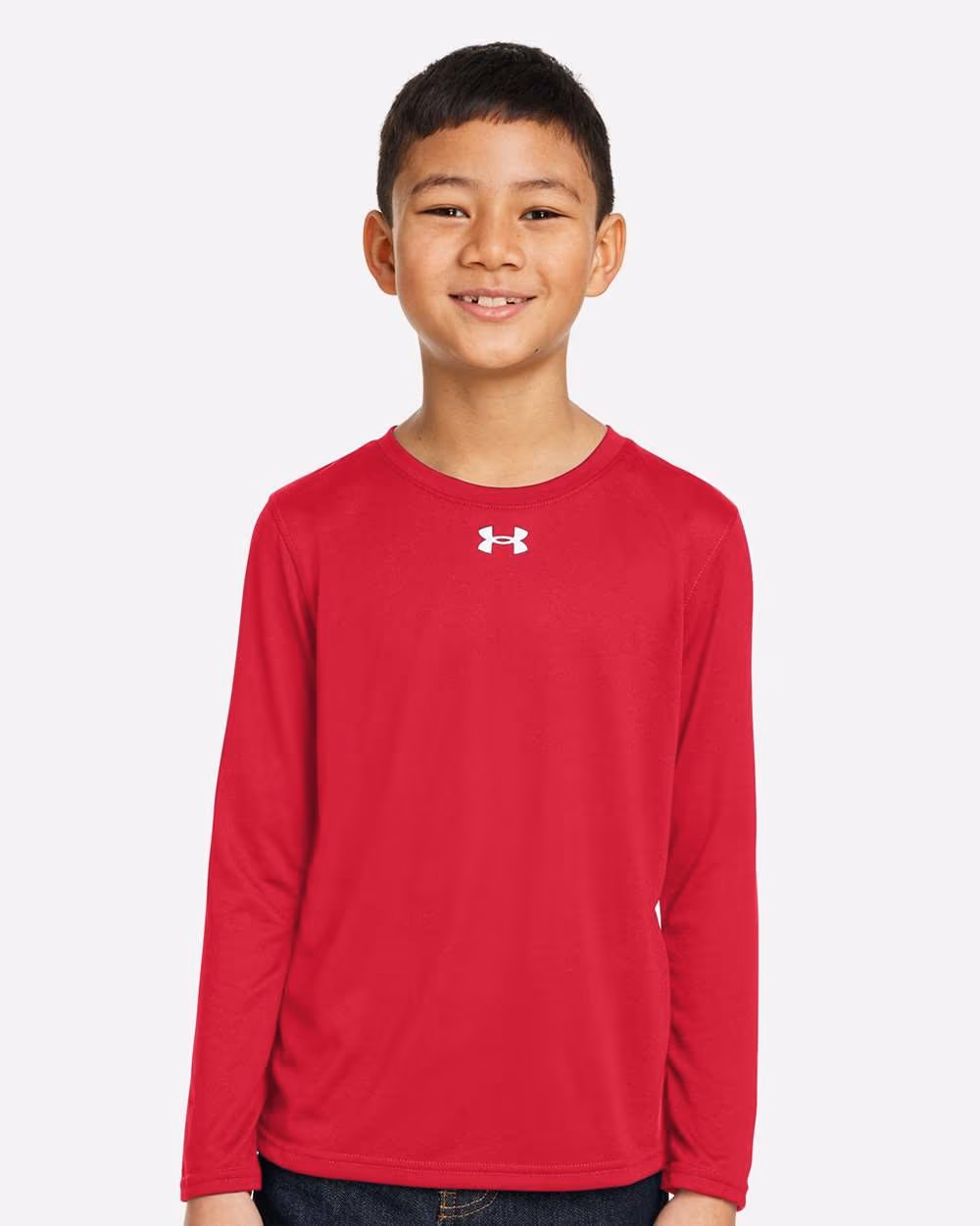 Under Armour Youth Tech™ Team Long Sleeve T-Shirt - Red/ White front