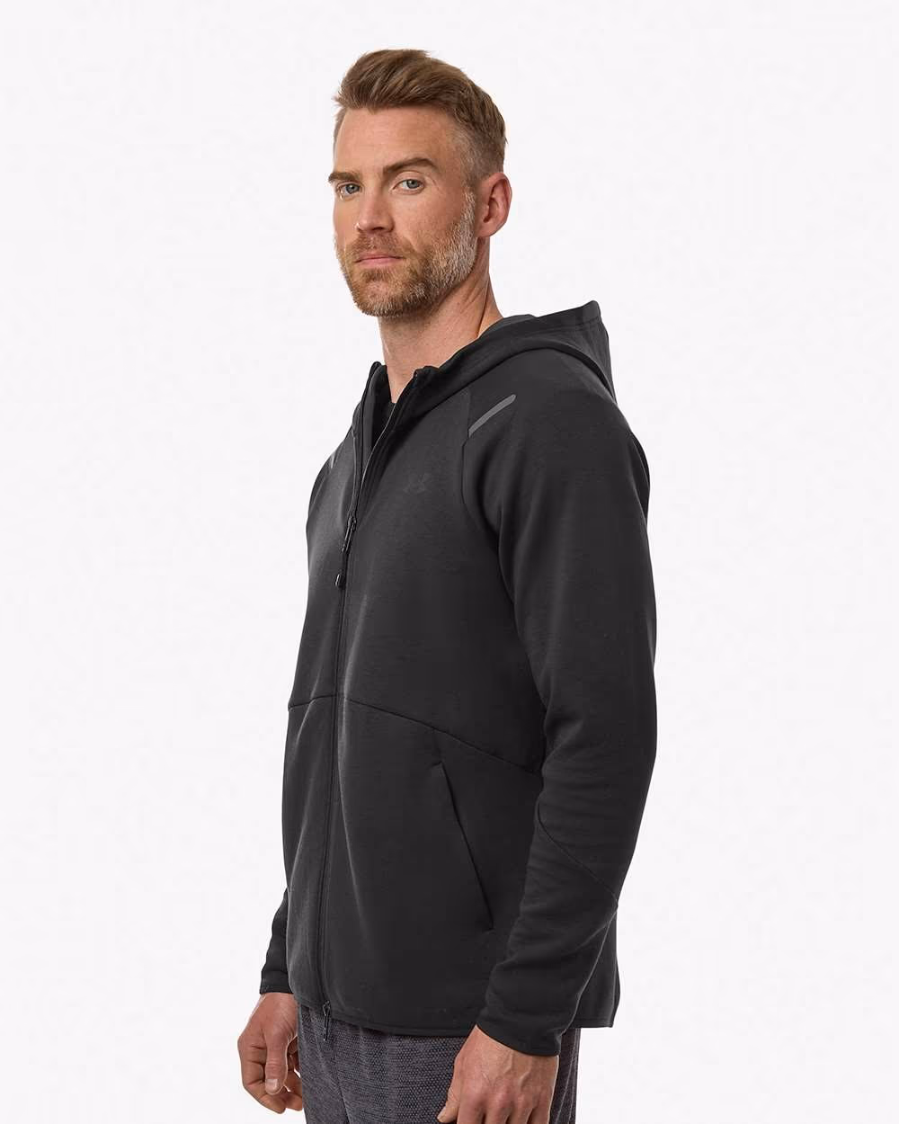 Custom Under Armour Men's Unstoppable Fleece Full-Zip - Black/ Black side