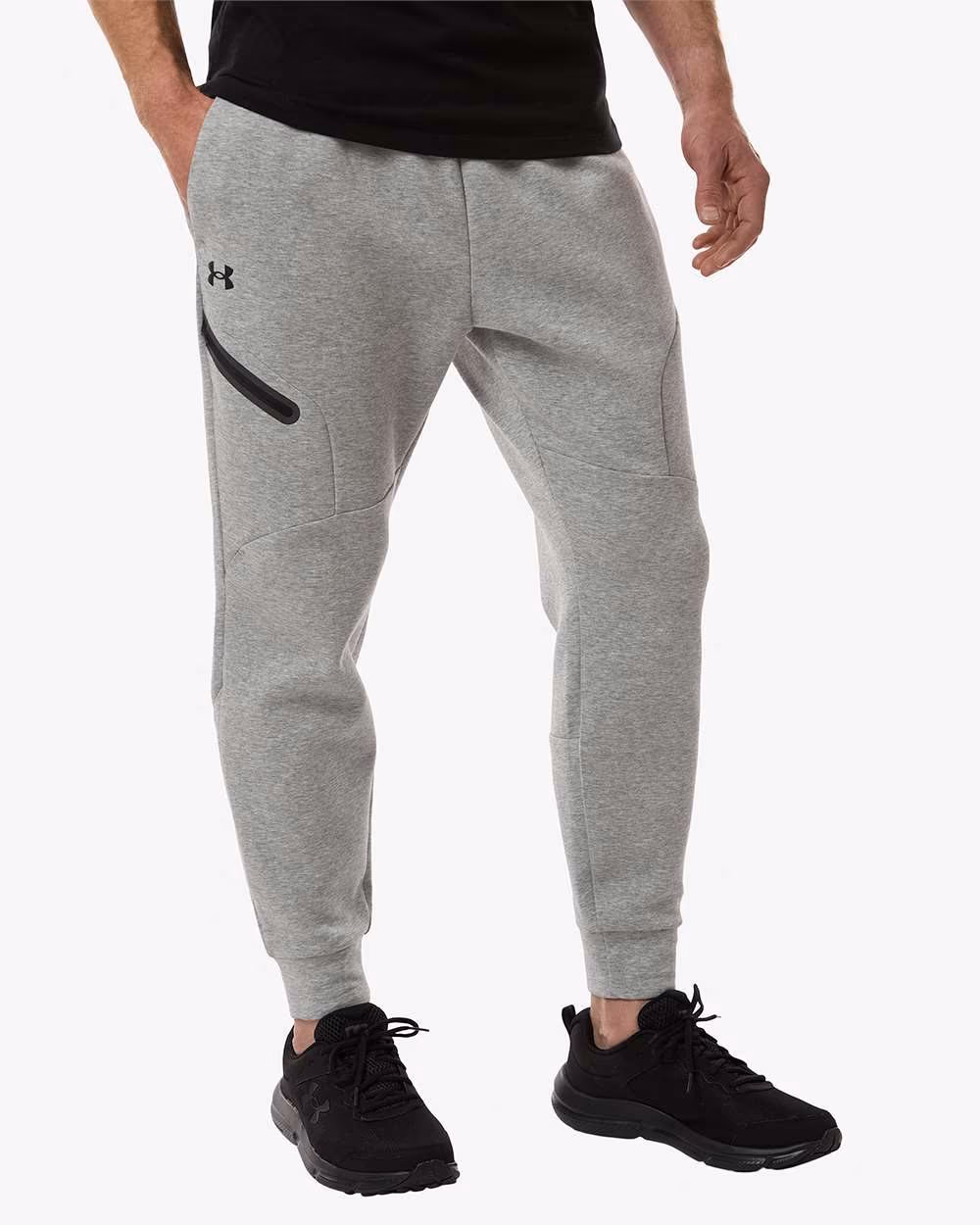 Under Armour Men's Unstoppable Fleece Joggers - Mod Grey/ Black front