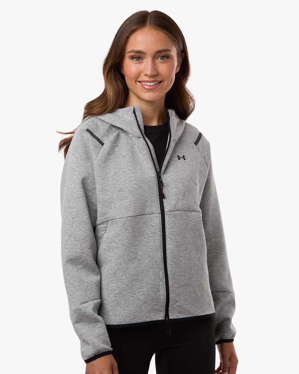 Custom Under Armour Women's Unstoppable Fleece Full-Zip Jacket - Mod Grey/ Black front