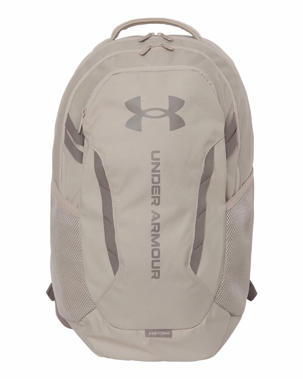 Custom Under Armour Hustle Backpack 6.0 - Khaki/ Taupe front
