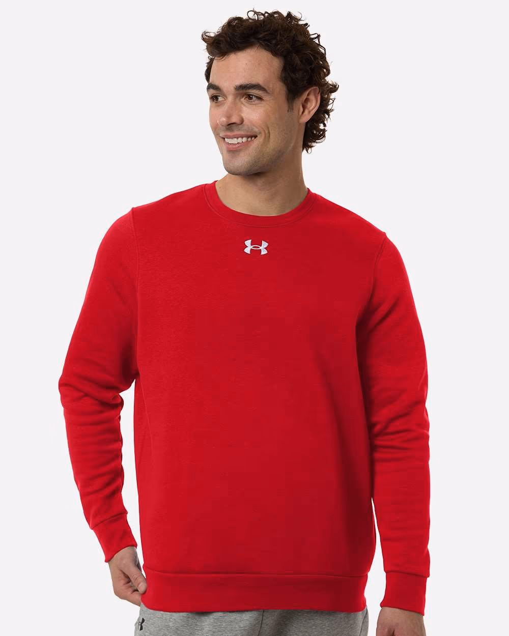 Under Armour Men's Team Icon Fleece Crew - Red/ White front