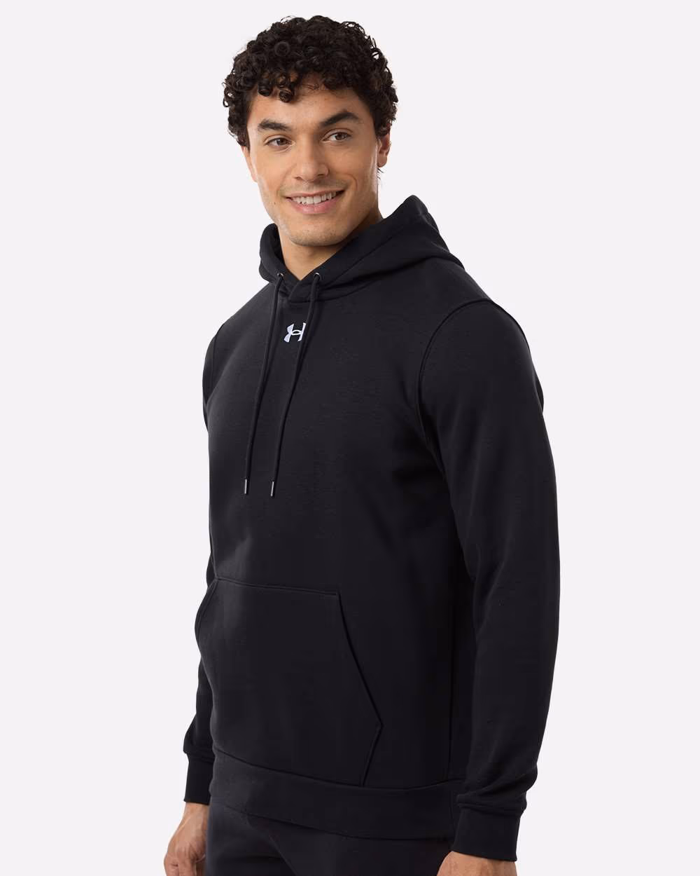 Custom Under Armour Men's Team Icon Fleece Hooded Sweatshirt - Black/ White side
