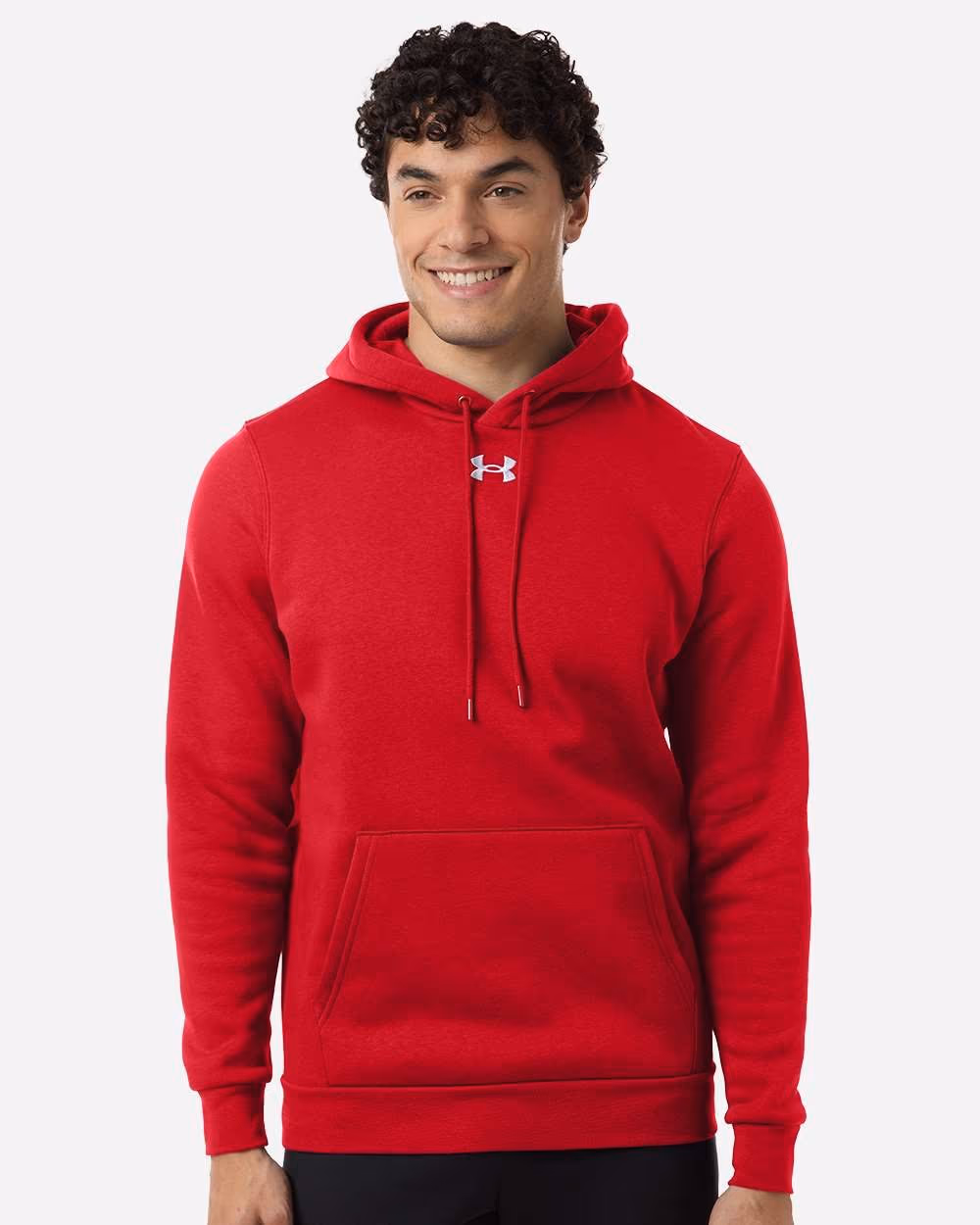 Under Armour Men's Team Icon Fleece Hooded Sweatshirt - Red/ White front