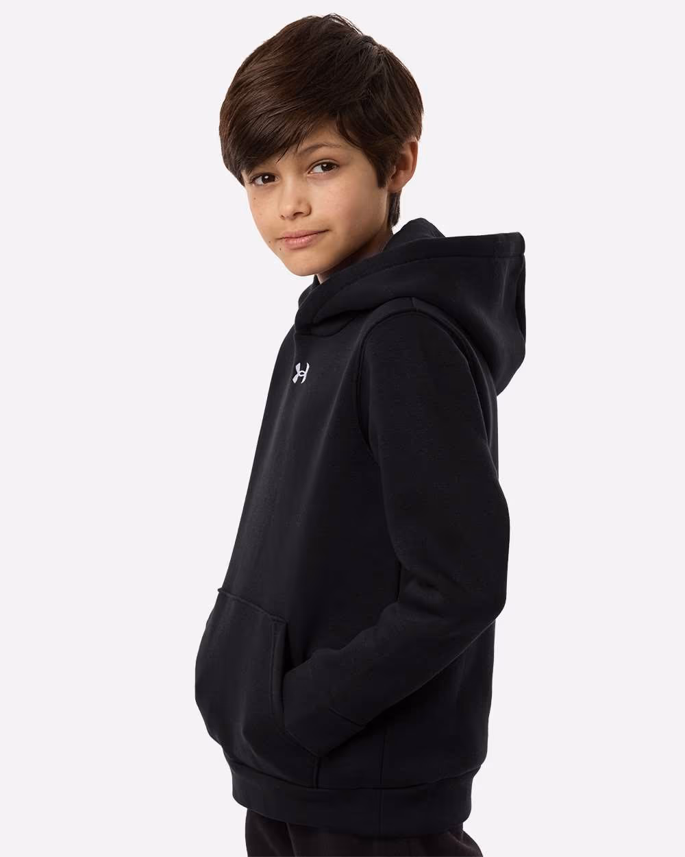 Custom Under Armour Youth Team Icon Fleece Hooded Sweatshirt - Black/ White side