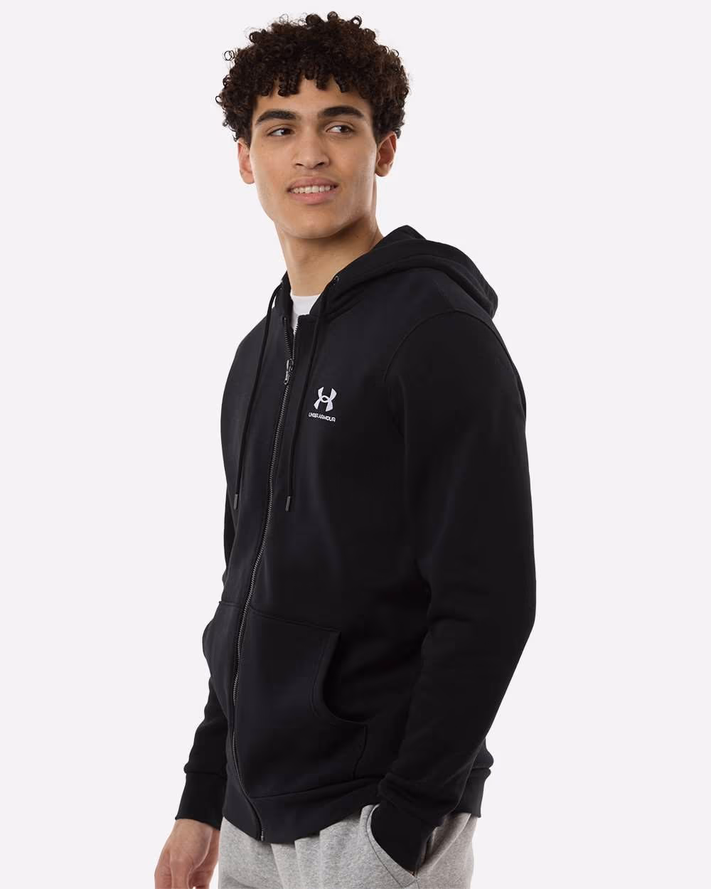Custom Under Armour Men's Icon Fleece Hooded Full-Zip - Black/ White side