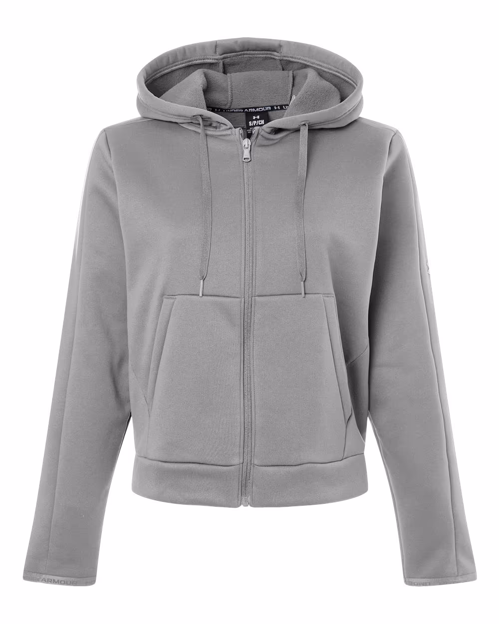 Custom Under Armour Women's Armour Fleece Pro Hooded Full-Zip - Mod Grey/ White front