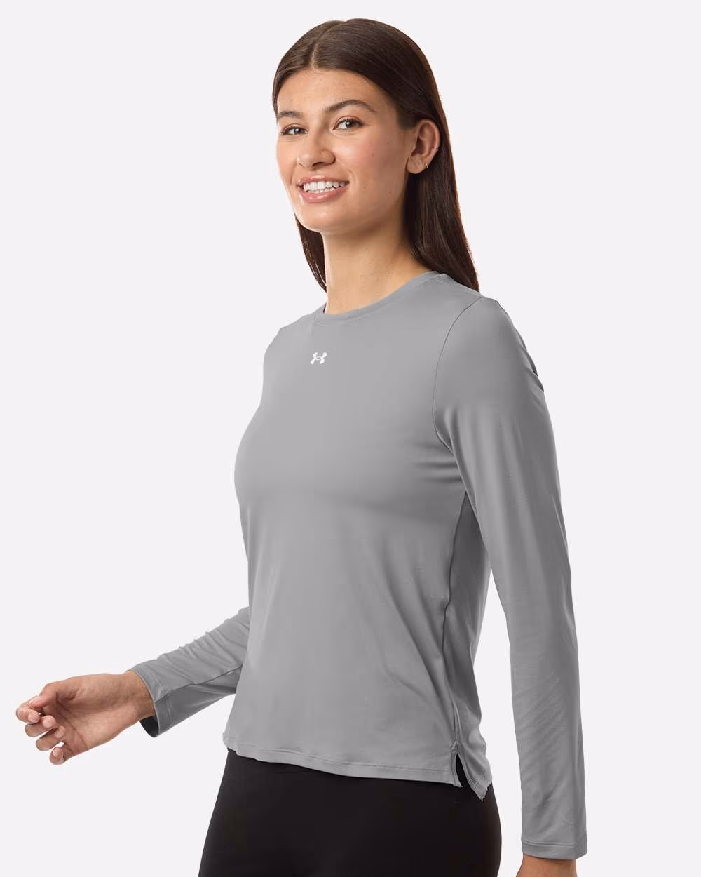 Custom Under Armour Women's Team Vanish Long Sleeve T-Shirt - Mod Grey/ White side