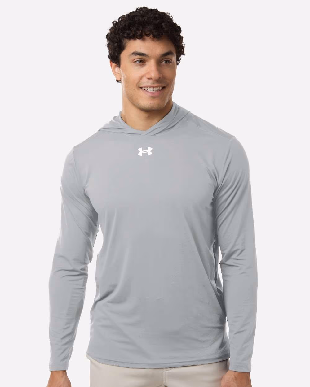 Under Armour Men's Team Vanish Hooded Long Sleeve T-Shirt - Mod Grey/ White front