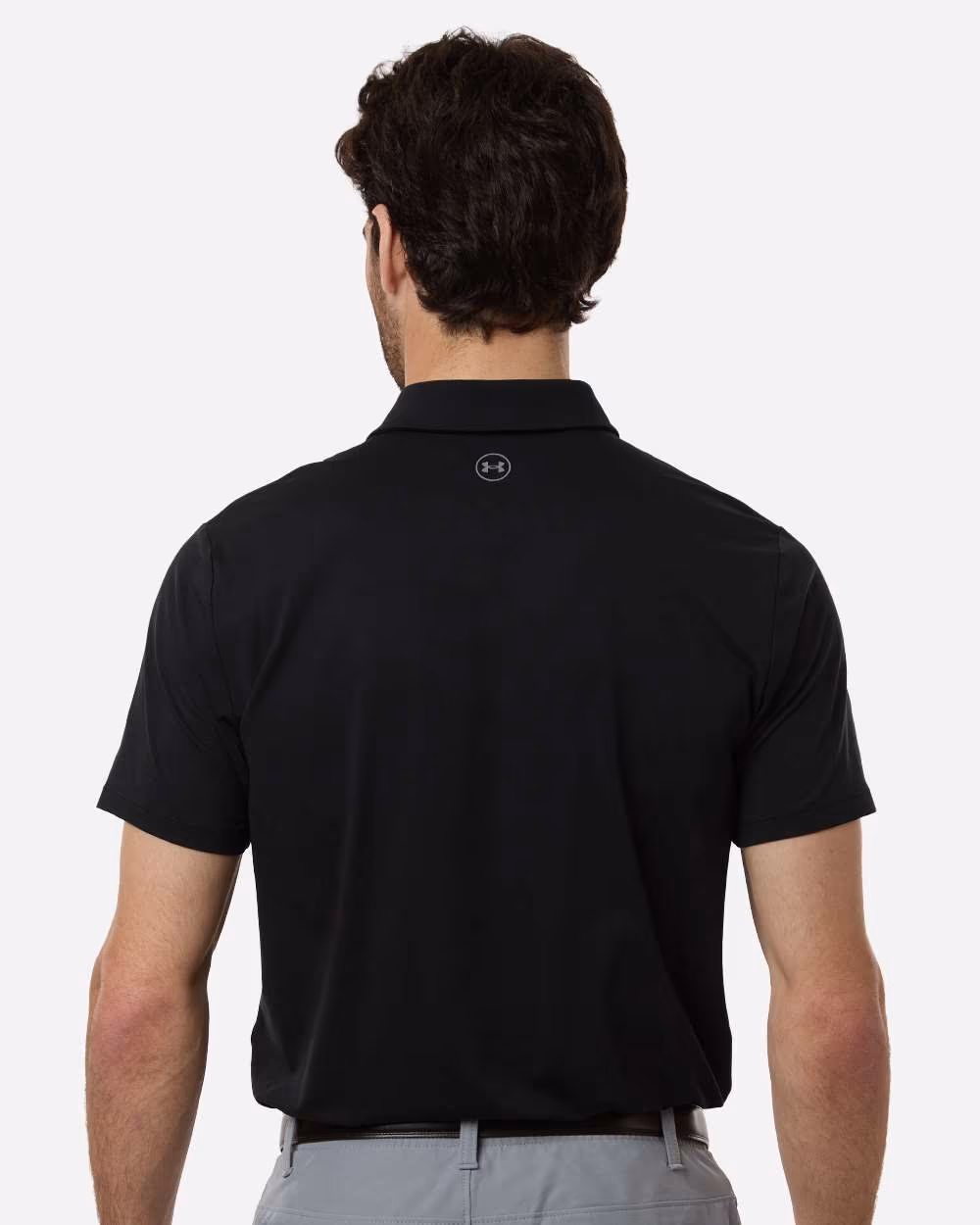 Custom Under Armour Men's Drive Bonded Polo - Black/ Steel back