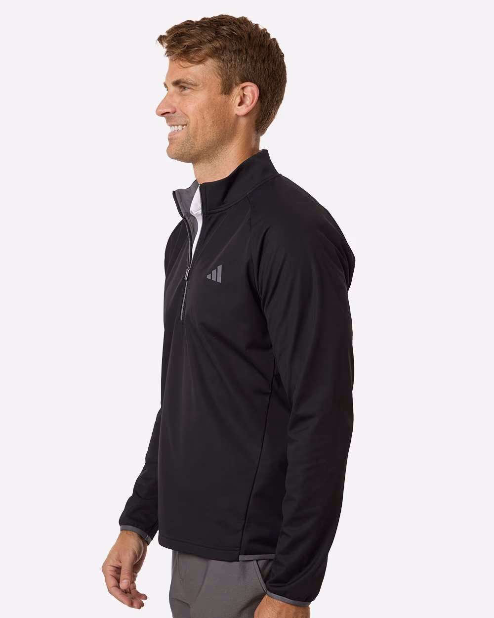 Custom Adidas Men's Ultimate365 Wind Quarter-Zip Pullover - Black side