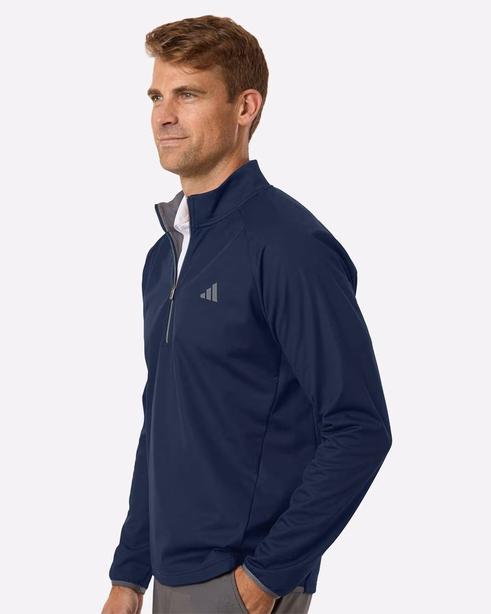 Custom Adidas Men's Ultimate365 Wind Quarter-Zip Pullover - Collegiate Navy side