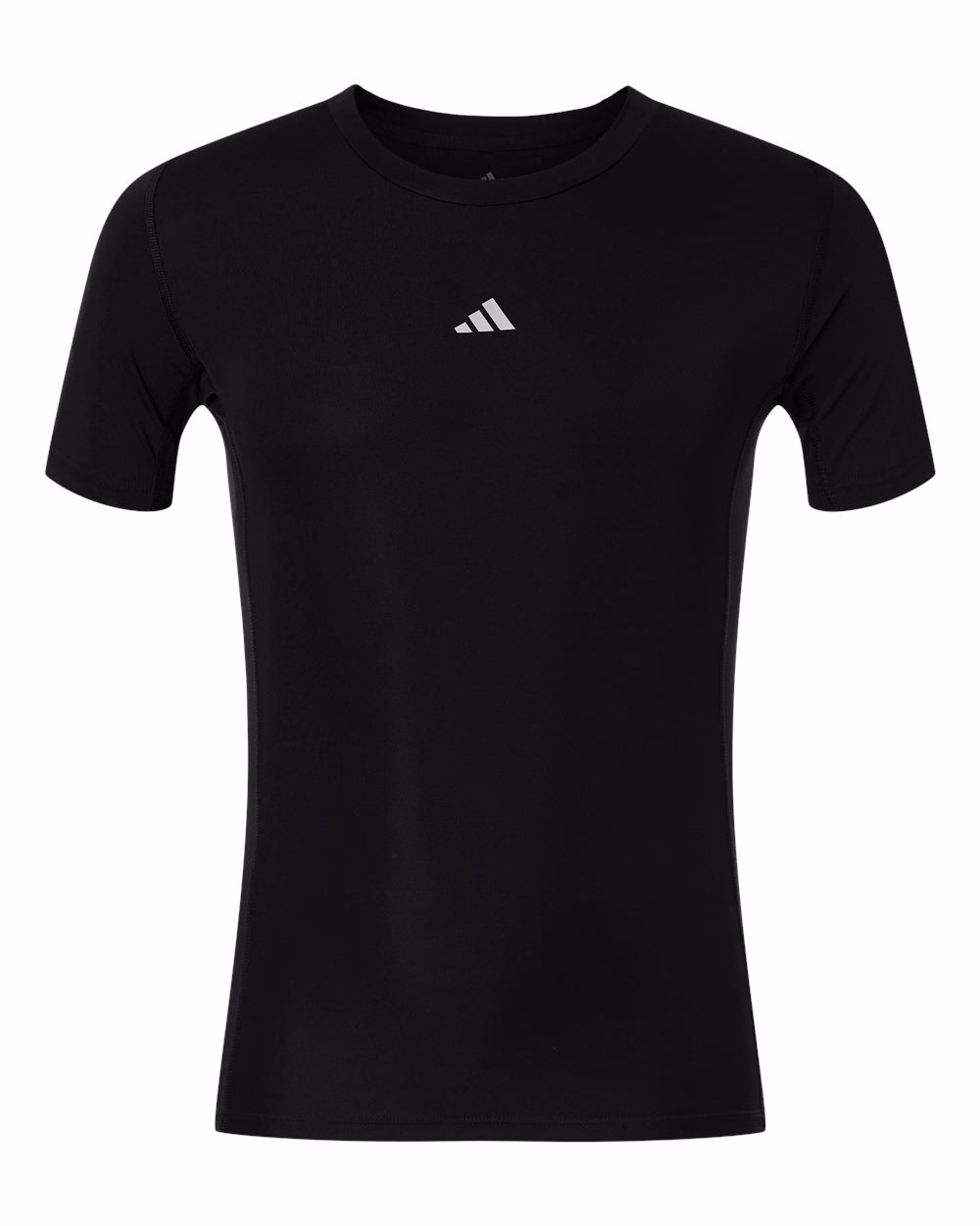 Custom Adidas Men's Techfit Compression T-Shirt Black flat front