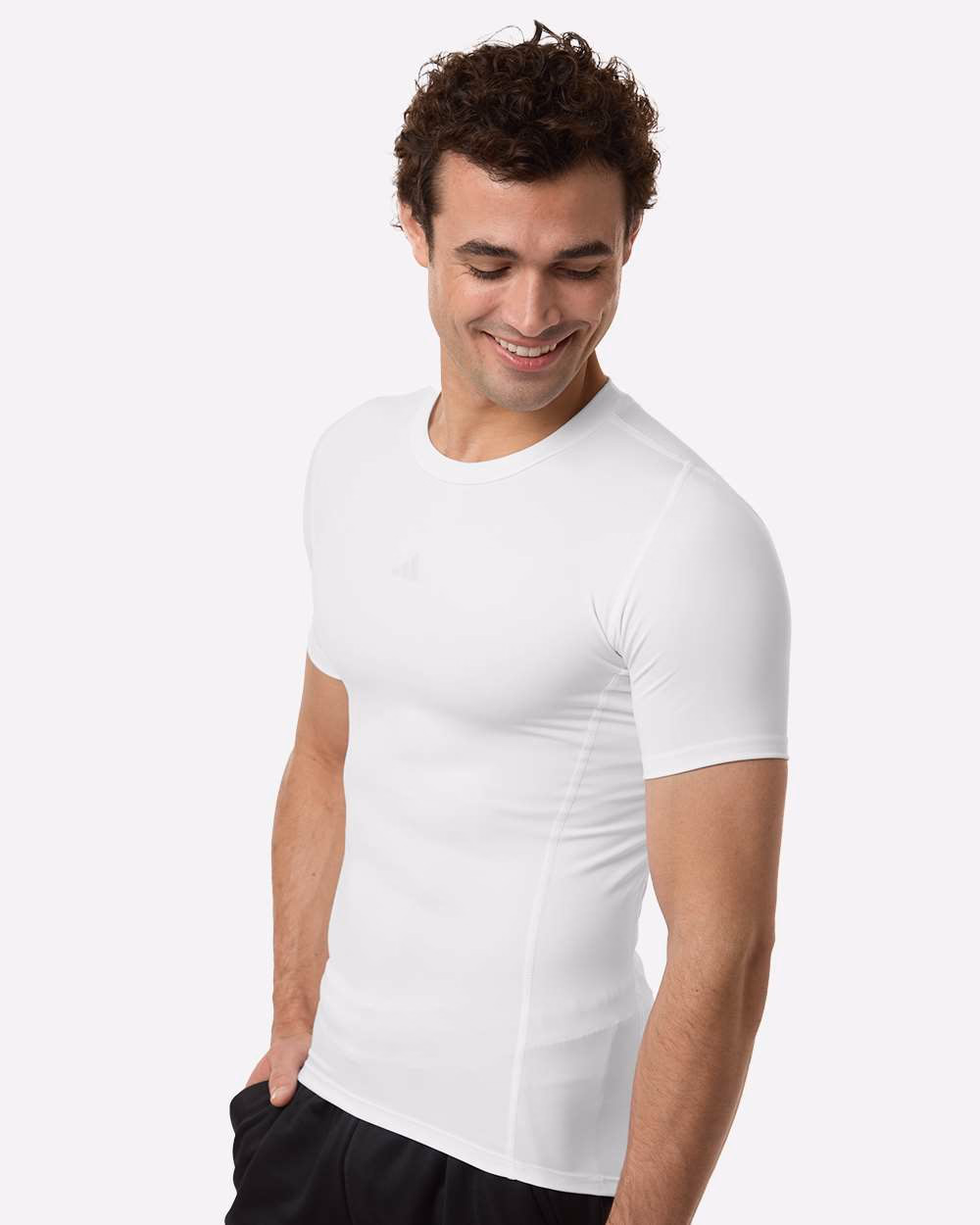 Custom Adidas Men's Techfit Compression T-Shirt White side