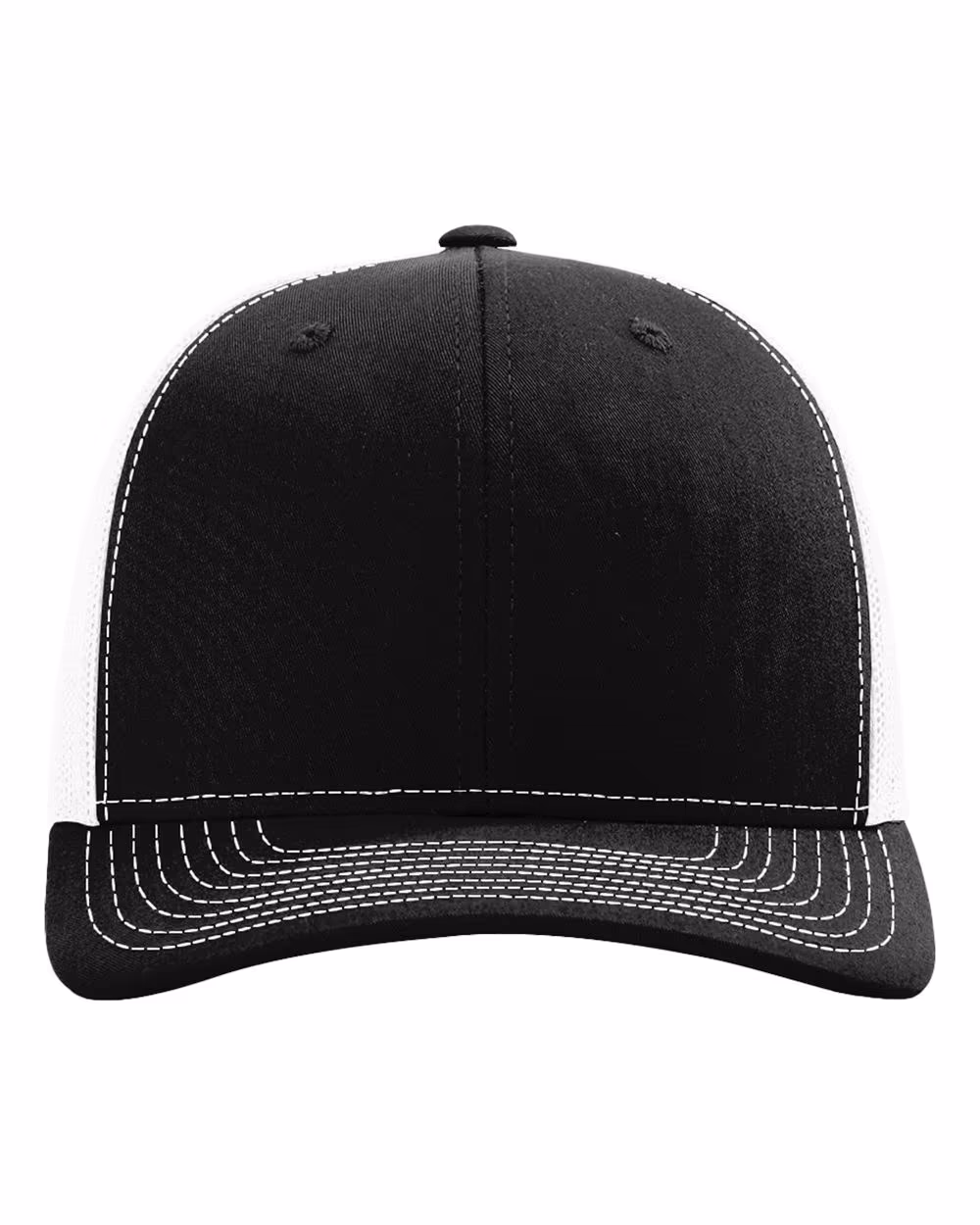 Richardson 112 Snapback Trucker Cap - Black/ White front