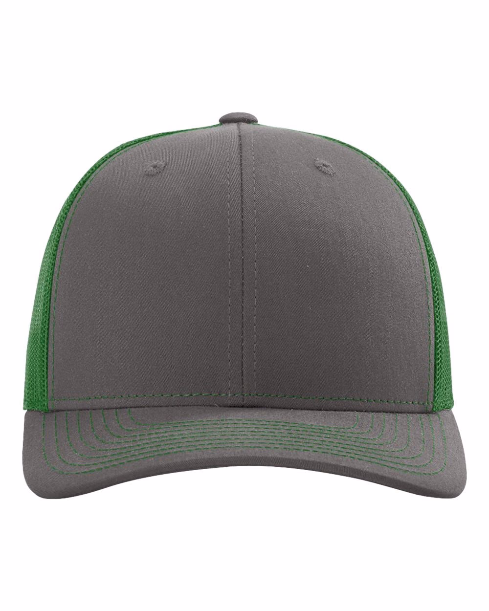 Richardson 112 Snapback Trucker Cap - Charcoal/ Kelly front