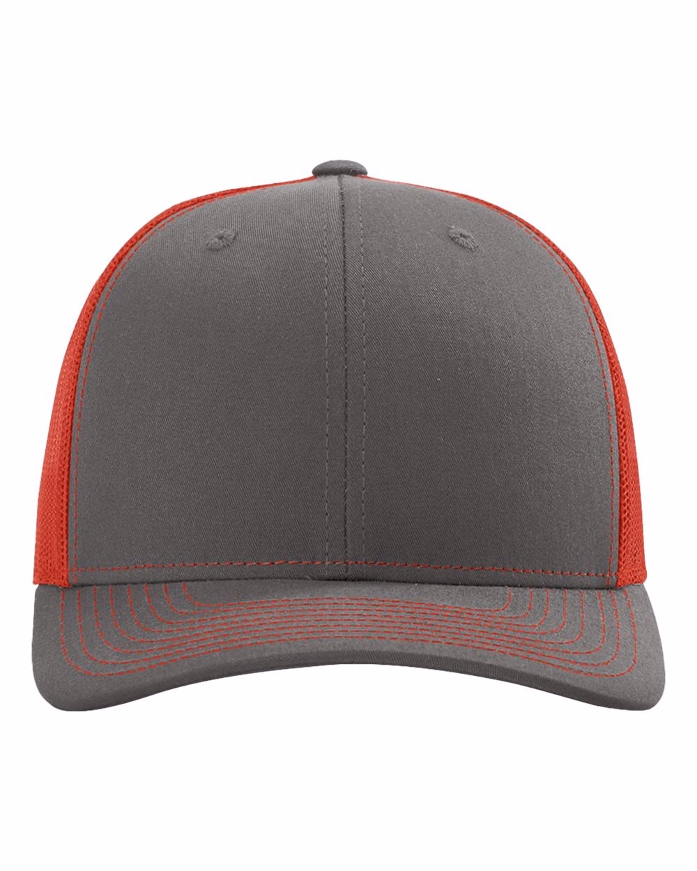Richardson 112 Snapback Trucker Cap - Charcoal/ Red front