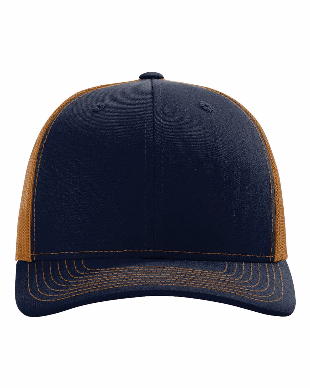 Richardson 112 Snapback Trucker Cap - Navy/ Carmel front