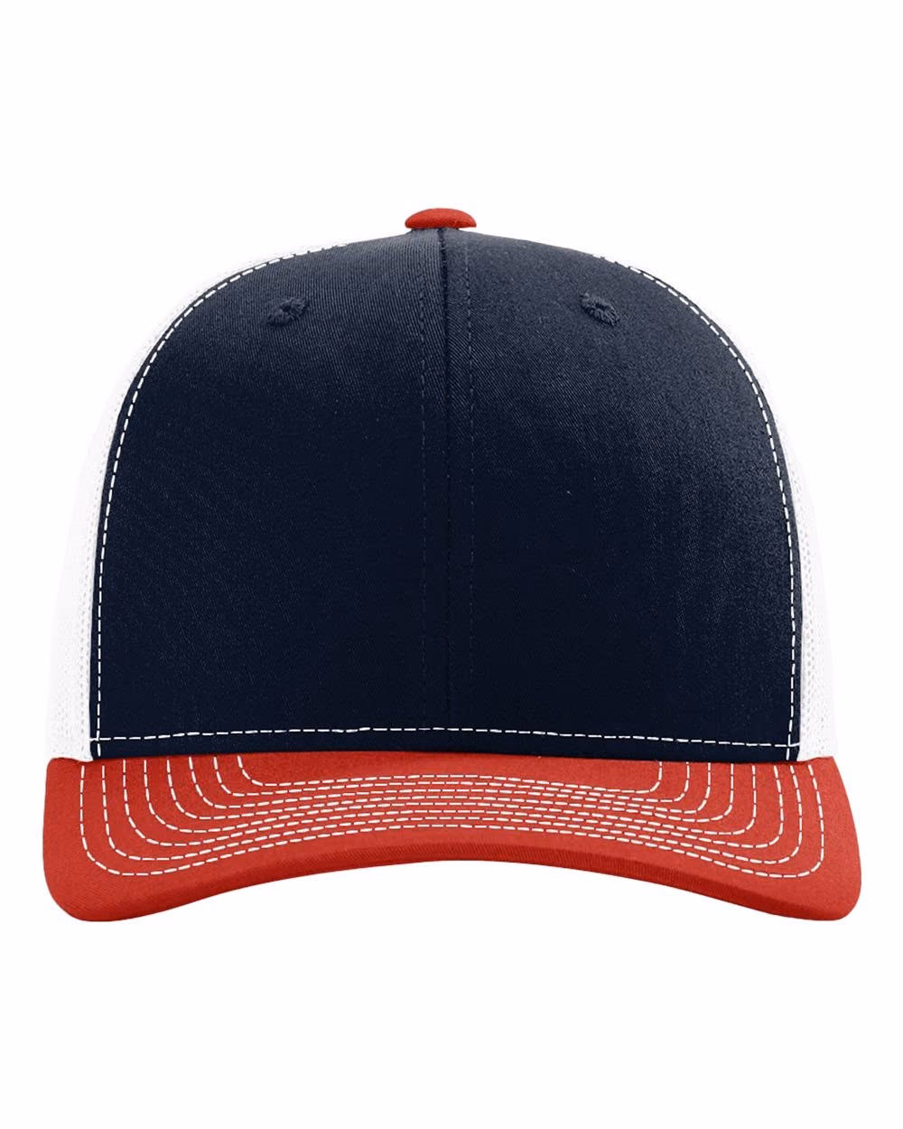 Richardson 112 Snapback Trucker Cap - Navy/ White/ Red front
