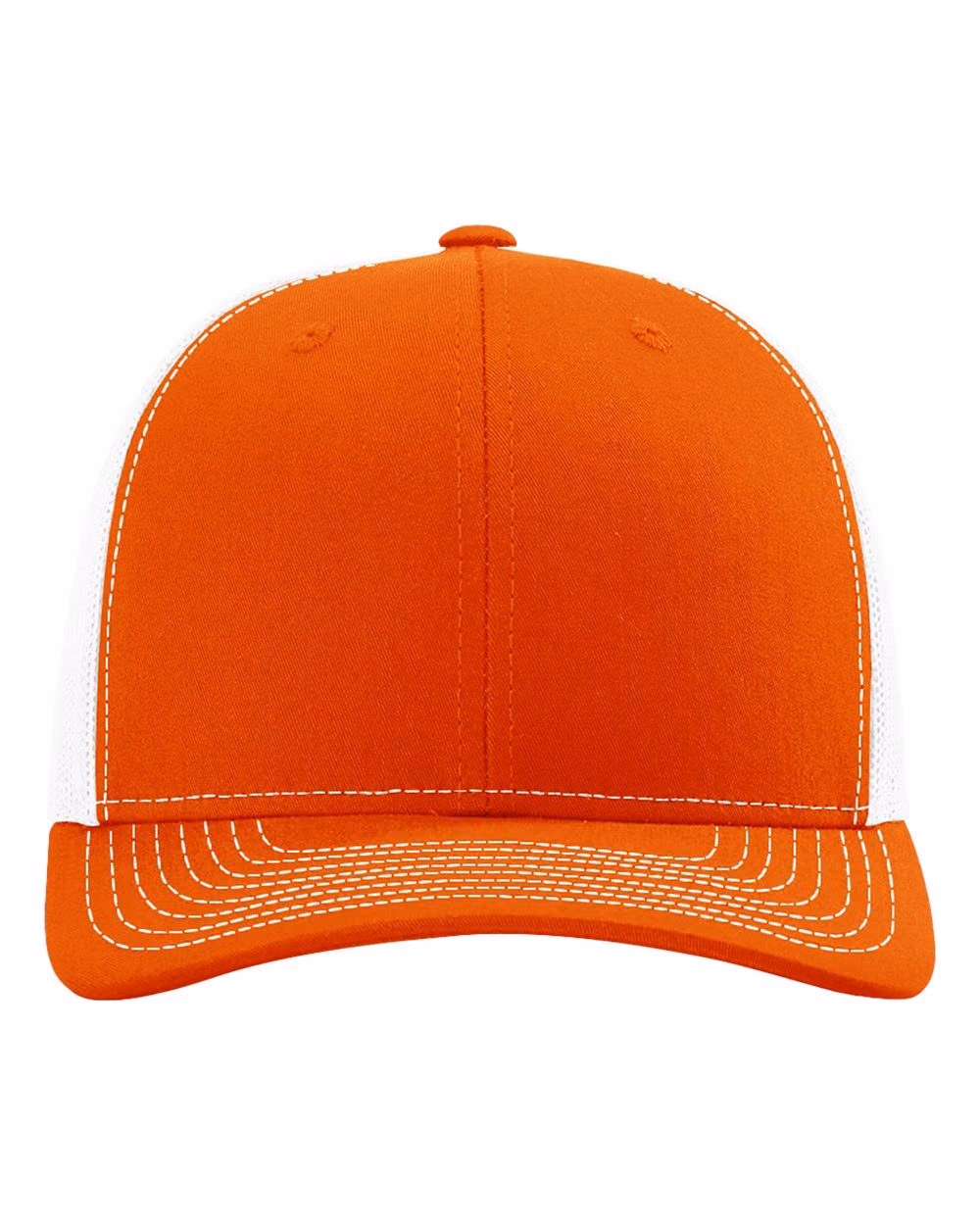 Richardson 112 Snapback Trucker Cap - Orange/ White front